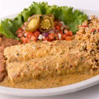 Chicka-Chicka Boom-Boom Enchiladas · Roasted chicken and cheese with our fan favorite Boom-Boom (hot) Sauce. Served with Mexican ...