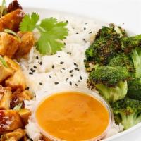 Teriyaki Chicken & Rice · Available in Regular or Large Bol. Jasmine Rice. Ginger Broccoli . Teriyaki Chicken . Fresh ...