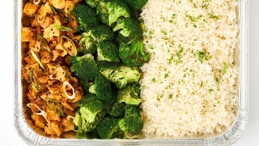 Asian Inspired Family Meal  · Jasmine Rice. Asian Sweet Potato Noodles. Ginger Broccoli. Teriyaki Chicken. Fresh Chopped Cilantro