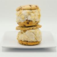 Secret Vegan Ice Cream Sandwiches (2-Pack) · Vegan Chocolate Chip Cookies, Vanilla (Coconut Milk) Ice Cream, Rolled In Sliced Almonds - B...