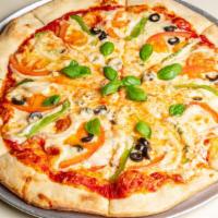 Vegeterian  Pizza  · Green Pepper, Olives, Onions, Tomatoes