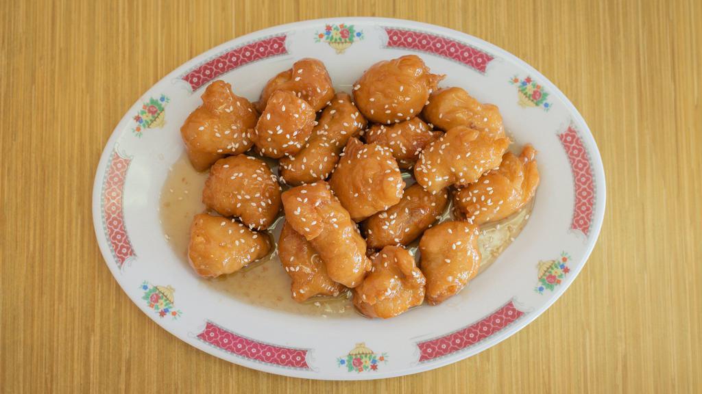 Sesame Chicken · Seafood chow mein.