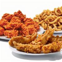 22 Boneless 5 Tenders & Curly Fries · 22pc Boneless Wings tossed in your choice of sauce or dry rub,  5pc Tenders with choice of s...