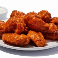 Hooters Original Style Wings · Breaded wings with your choice of sauce and dressing. 950-1360 cal | ranch or bleu cheese ad...