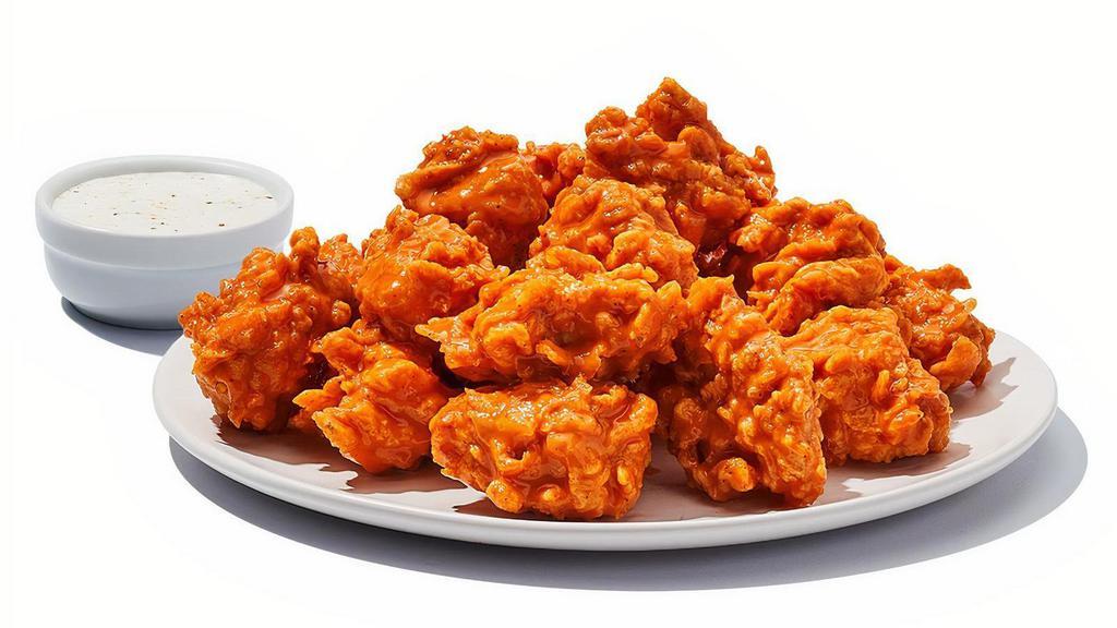 Boneless Wings · Chicken battered and breaded with your choice of sauce and dressing. 600-1000 cal | ranch or bleu cheese add 200/260 cal (Calories listed are for a 10 pc)