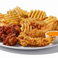 Tenders/5Pc Boneless Wings & Fries · Crispy, hand-breaded tenders (3) perfect for dipping in your favorite sauce or dressing and ...