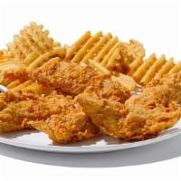 5Pc Tenders & Waffle Fries · Crispy, hand-breaded tenders perfect for dipping in your favorite sauce or dressing. 840 cal
