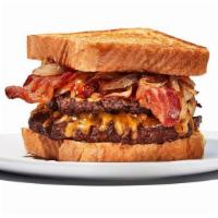 Twisted Texas Melt · Two 1/4lb. burgers with Daytona beach sauce, caramelized onions, bacon and cheddar cheese se...