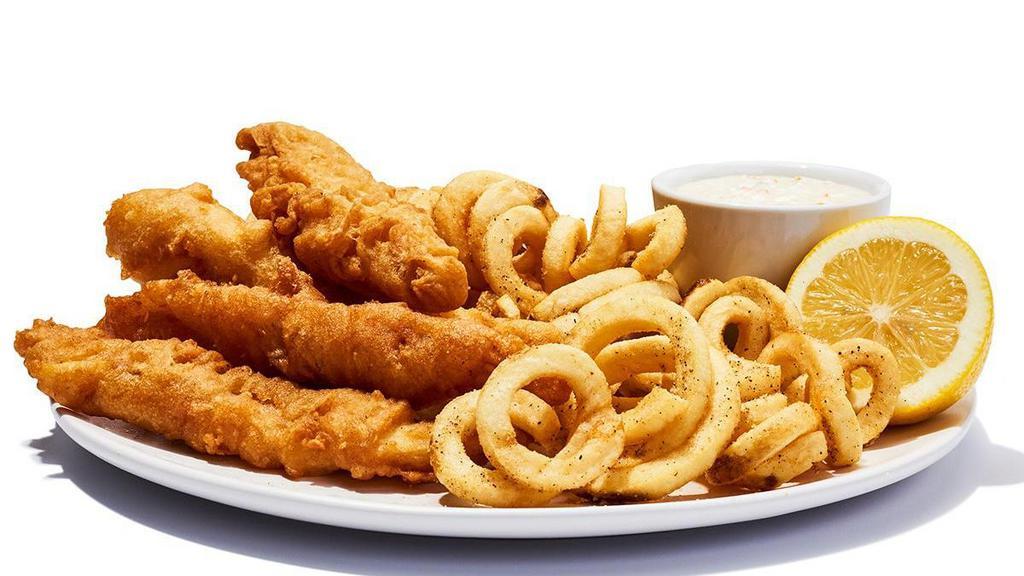Fish & Chips · Battered and fried to crispy perfection. Served with your choice of fries and tartar sauce.. 1220-1290 cal