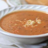 Cup Of Pasta Fagioli  · Creamy bean with bacon and pasta soup.