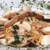 Linguine With Fresh Clam Sauce · (Red or white sauce) sautéed 'fresh clams, garlic, extra virgin 'olive oil, fresh basil, spl...