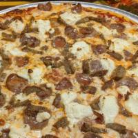 Sal’S Favorite · Meatballs, Italian sausage, ricotta cheese, tomato sauce, mozzarella cheese.