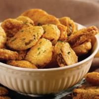 Crispy Pickle Chips · One of our Favorites! Deep-fried spicy pickle chips.