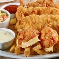 Seafood Combo Family-Style Meal · Serves 4-6. Hand-Battered Cod, Buttermilk Fried Shrimp and Imperial Stuffed Crab with tartar...