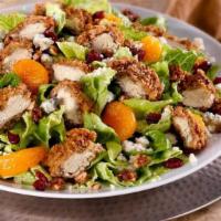 Southern Pecan Chicken Tender Salad · With mandarin oranges. dried cranberries, bleu cheese crumbles and candied pecans with our B...