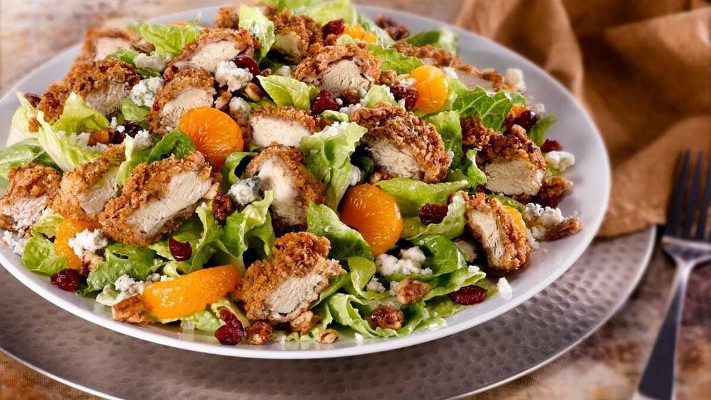 Southern Pecan Chicken Tender Salad · With mandarin oranges. dried cranberries, bleu cheese crumbles and candied pecans with our Balsamic Vinaigrette.
