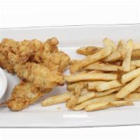 Kids Large Chicken Tenders · Three chicken tenders served with choice of honey mustard or ranch for dipping and a kids si...