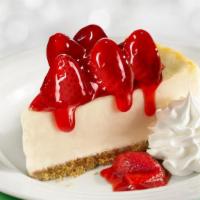 Strawberry Cheesecake · One of our Seasonal Favorites! Creamy cheesecake topped with fresh strawberries in a sauce, ...