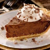 French Silk Pie - Slice · Semi-sweet chocolate blended into a velvety, smooth filling. Topped with whipped cream and c...