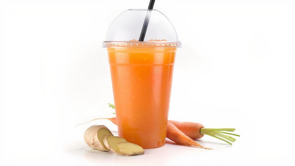 16 Oz. Carrot And Ginger Juice · Zumo organico zanahora y jemgibre.