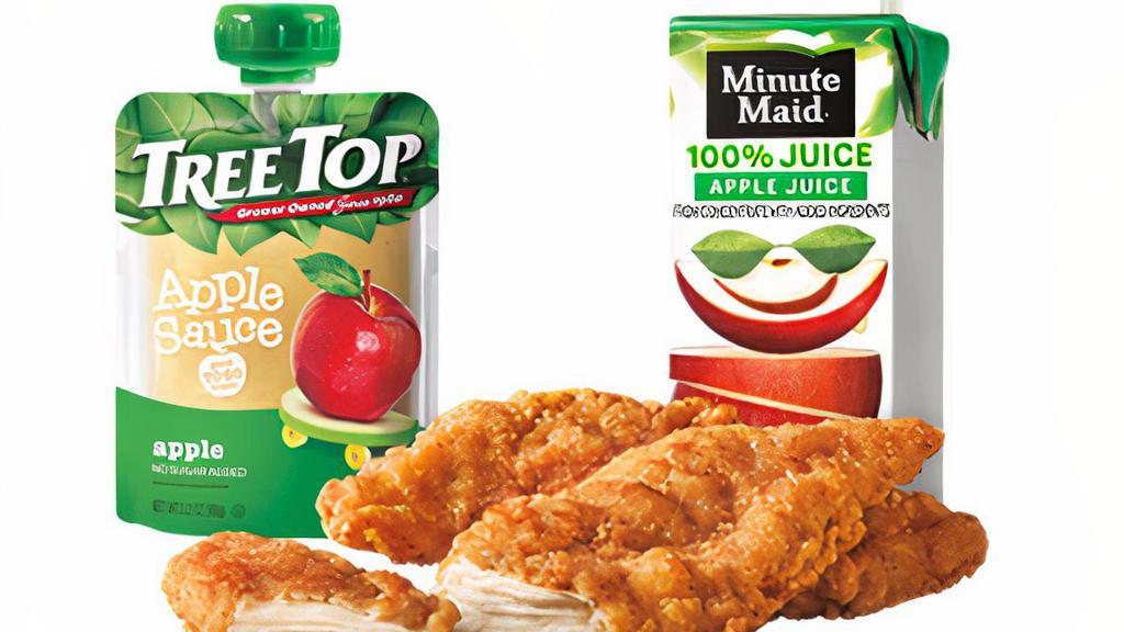 Wacky Pack® Chicken Strips · A kid-friendly finger food. Two crispy-on-the-outside, juicy-on-the-inside all white meat chicken strips. Dip them in sauce or eat them plain. They're good either way. Includes Kid Sized Drink & Side Item, plus a Fun Toy.