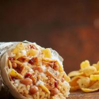 Willy'S Frito Burrito · Your choice of protein, served with Frito chips, rice, pinto beans, sour cream, chipotle sau...