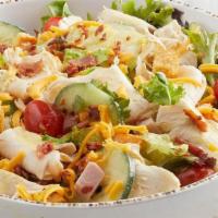 Ultimate (P) · All-natural chicken, bacon, ham, turkey, mixed greens,. grape tomatoes, cucumbers, cheddar, ...
