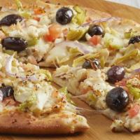 Mediterranean · All-natural chicken, tomatoes, Kalamata olives, artichoke hearts, pepperoncinis, red onions,...