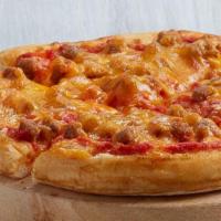 Cheeseburger Pizza · Ground Beef, shredded Cheddar and tomato sauce on a 7