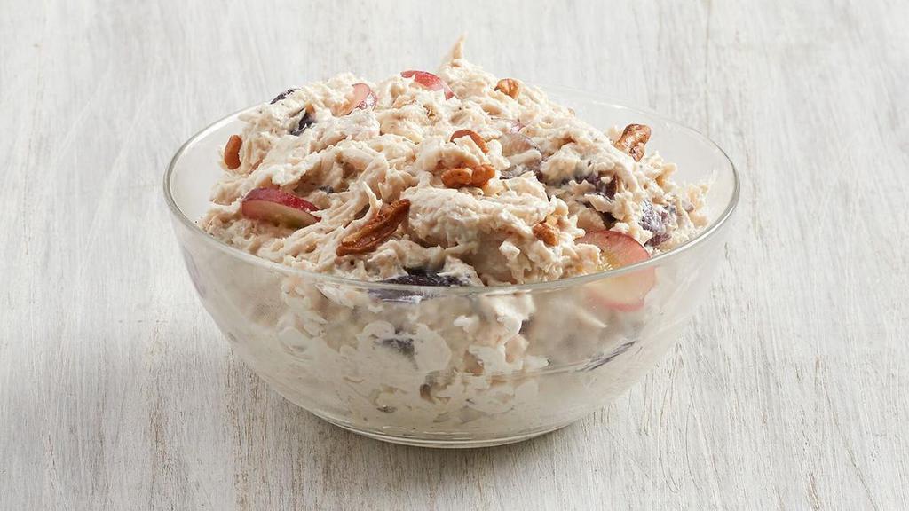 Grab & Go Chicken Salad Bulk Container · Chicken salad - made from scratch with tender all-white meat, sliced grapes, pecans, diced red onion and mayo. Choice of 8oz, 16oz, and 32oz options.