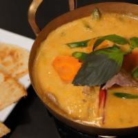 Pumpkin Choo Chee Curry · Pumpkin and Tofu in Curry with Spring Onion and Hot Basil