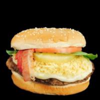 Hamburguesa Hawaiana / Hawaiian Burger · Media libra de carne, queso, papitas trituradas, trozo de piña, tomate, tocino, lechuga, sal...