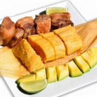Tamal Con Chicharrones Y Aguacate / Tamale With Pork Rinds And Avocado · 