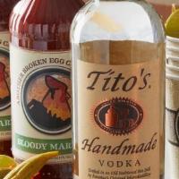 Make-It-Yourself Bloody Mary Kit With Titos, 1L Vodka (40% Abv) · 2 Bottles of ABE Bloody Mary Mix, 1 bottle of Tito's Handmade Vodka, 4 garnish skewers, and ...