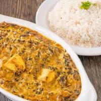 Palak/Saag Paneer · Homemade Indian cottage Cheese Cubes with fine Spinach Gravy.