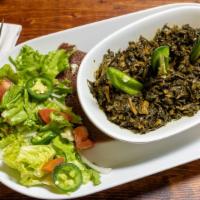 Collard Green
 · Collard greens, ginger, garlic, and onions cooked with Abol spices.