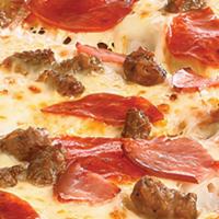 Meat Eater · Traditional crust brushed with garlic butter and topped with tomato sauce, 100% real cheese,...