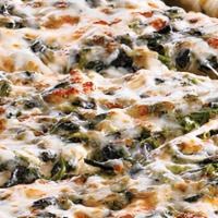 Spinach Alfredo · Traditional crust brushed with garlic butter and topped with creamy Alfredo sauce blended wi...