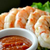 Jumbo Shrimp Cocktail · Five jumbo shrimp served with zesty homemade cocktail sauce on the side