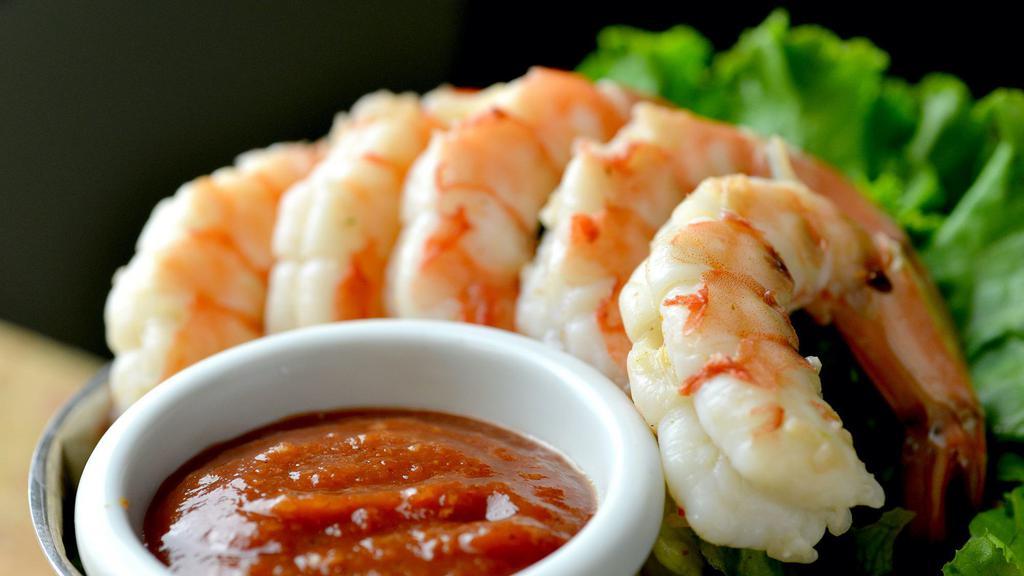 Jumbo Shrimp Cocktail · Five jumbo shrimp served with zesty homemade cocktail sauce on the side