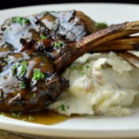 Australian Lamb Chops · Mesquite grilled, four 3 ounce chops, rosemary mint demi glace