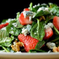 Large Spinach & Strawberry Salad · Walnuts, crumbled blue cheese, sweet red wine vinaigrette