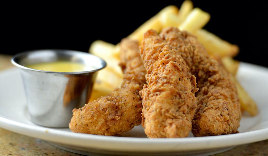 Kid'S Fried Tenders · Hand breaded chicken tenders served with your choice of side item