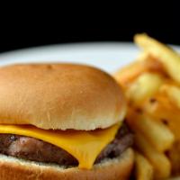 Kid'S Cheese Burger · Mesquite grilled burger with American cheese and choice of side item