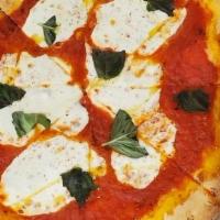 Margherita Pizza · San Marzano Tomato, Mozzarella, Torn Basil (V)