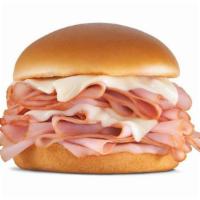 Big Hot Ham 'N' Cheese™ · Sliced ham and melted Swiss cheese, served on a potato bun.