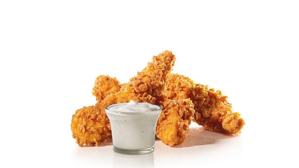 3 Piece - Hand-Breaded Chicken Tenders™  · Premium, all-white meat chicken, hand dipped in buttermilk, lightly breaded and fried to a golden brown. Served with a choice of dipping sauce, small drink, small fry and chocolate chip cookie.