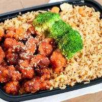 Kids Honey Sesame Chicken · Served with fried or steamed white rice.