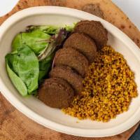 Falafel Bowl · Gluten free. Falafel. Chickpeas, parsley, and spices. Choice of a quinoa or mixed greens bas...