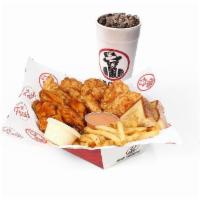 5 & 5 Meal · Wings shaken in the flavor of your choice, with fried or grilled tenders, a side, 2 dipping ...